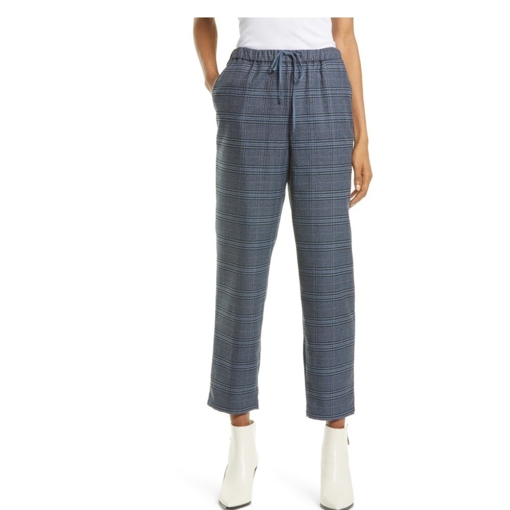 Treasure & Bond Straight Leg Pants In Plaid Heritage Navy & Black Size S NWT - Picture 2 of 14